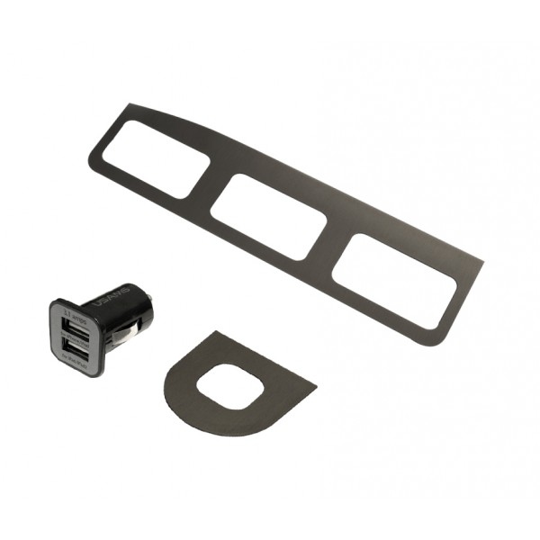 Biseles de botón de acero inoxidable cepillado negro Jass Performance + cargador de encendedor USB para NA