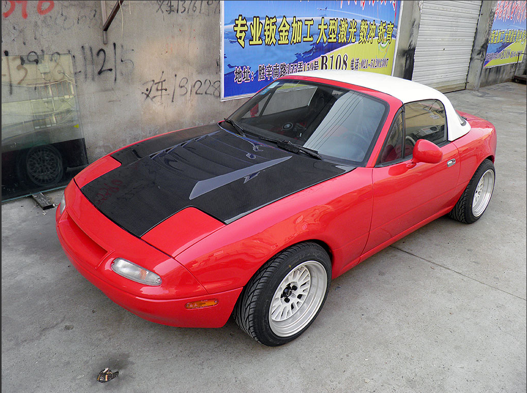 Miata NA Vented Hood Lightweight Carbon Fiber & Fiberglass