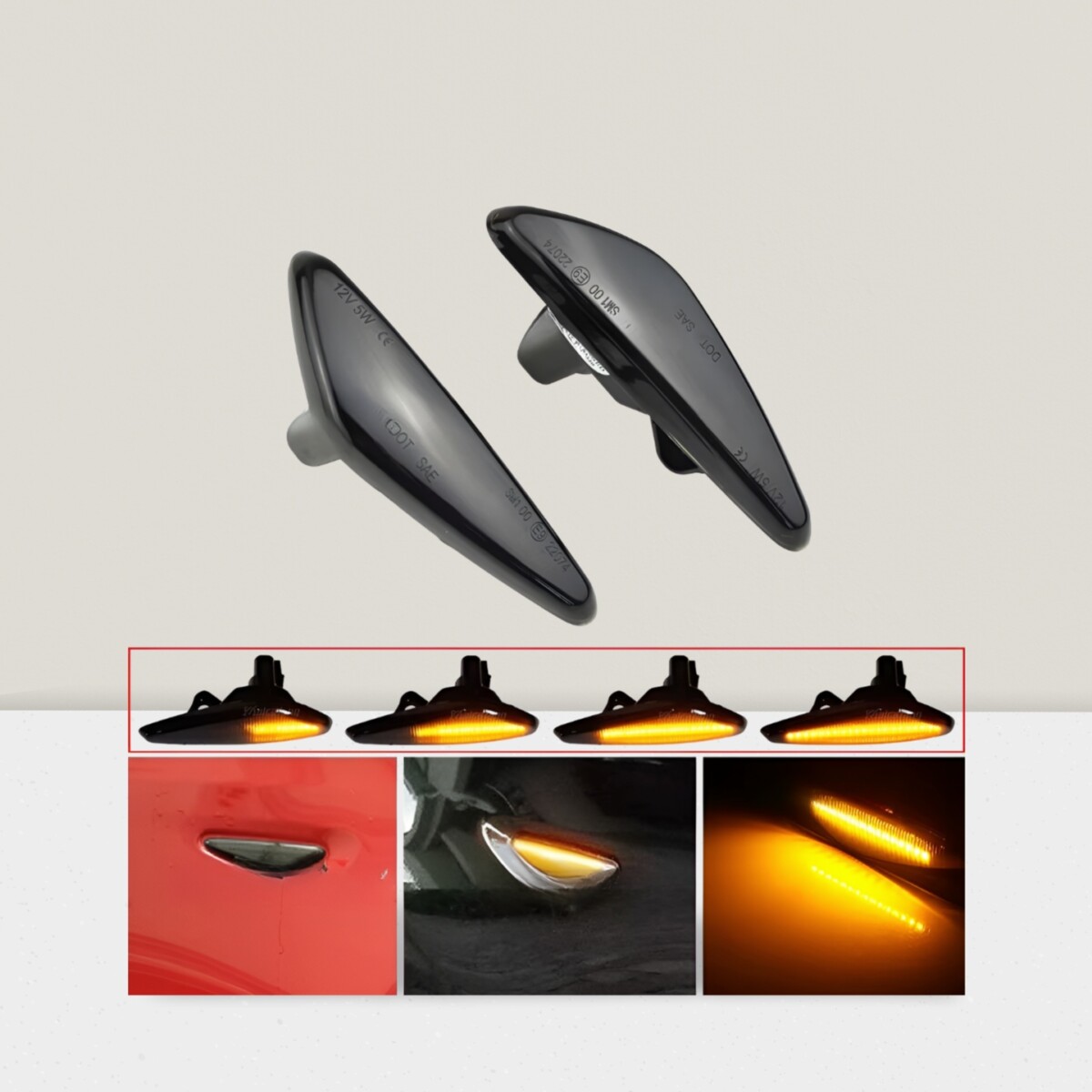 Sequential LED Side Marker Turn Signal Lights for Mazda MX-5 Miata ND (Set of 2)